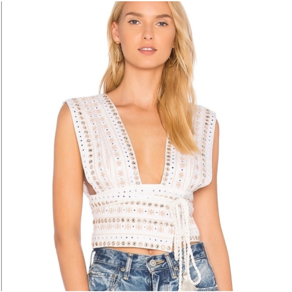 Majorelle Breanna Top in White & Gold